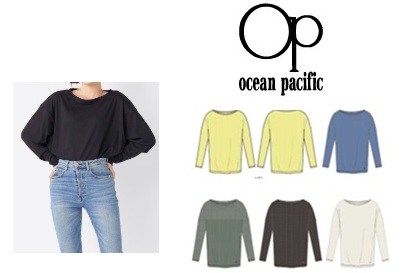 【OP】オーシャンパシフィック　レディース　水陸両用　ドルマンスリーブTシャツ　長袖　全5色アソート　20枚入り 523467