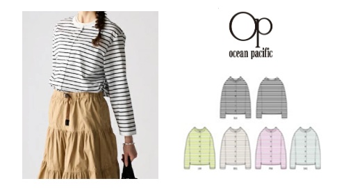 【OP】オーシャンパシフィック　レディース　カーディガン　ボーダー　長袖　全6色アソート　20枚入り 524454