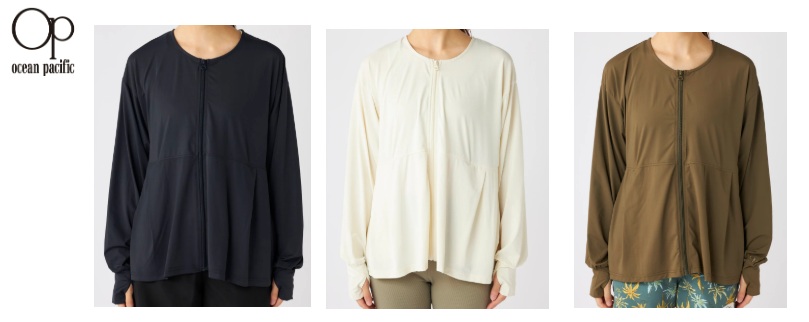 【OP】オーシャンパシフィック　レディース　水陸両用　スーパーナイロンクール ノーカラータックブルゾン　長袖　全3色アソート　20枚入り 525444