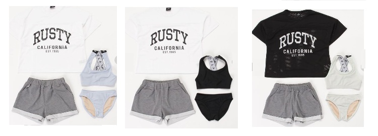 【RUSTY】ラスティ　キッズ　水着セット 4点セット　全3色アソート　20枚入り 963801