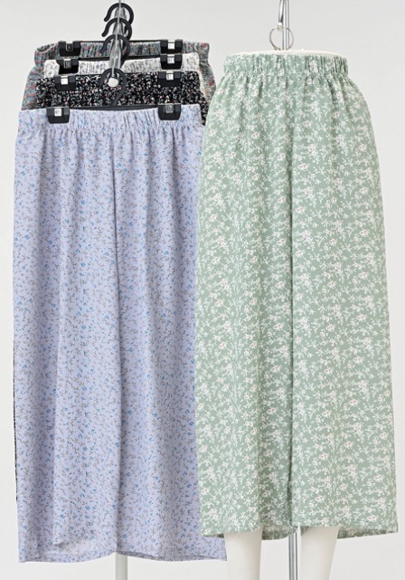 涼感　小花プリント　8分丈ワイドパンツ　30枚入り 1003978881
