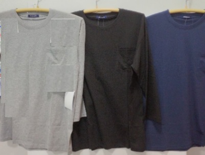 紳士　C100　ポケ付 7分袖Tシャツ　大寸/普通寸　24～30枚入り 1003744451・1003744271
