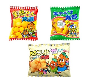 菓道　キャベツ太郎/玉葱さん太郎/もろこし輪太郎　900個入 4971749110304・4971749110298・4971749110359
