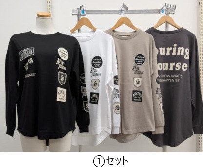 婦人　　天竺長袖Tシャツ/ロゴpt+刺繍①/②　18～22枚入り 1003614406・1003614396