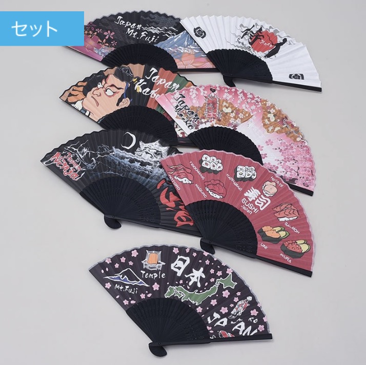 和柄　紙扇子アソート　70個入り  353639