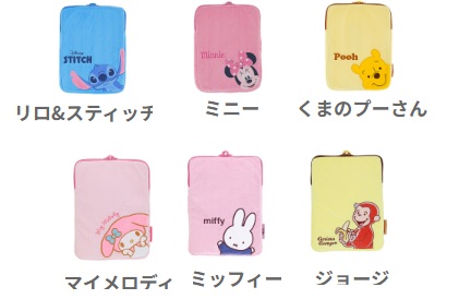 ミッフィー/おさるのジョージ/マイメロディ/リロ＆スティッチ/くまのプーさん/ミニー   タブレットケース　10個入 4765044000・5825009700・3745006400・2065054100・2065054000・2065053900