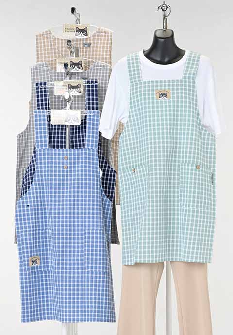 大寸　先染格子H型エプロンH　30枚入り  1003897141