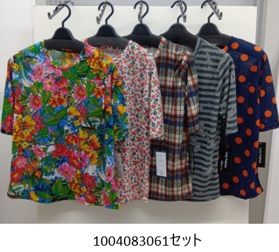 婦人　5分袖　綿100/オパール　プリントTシャツ　20枚入 1004083061・1004083051・1004083041・1004083031