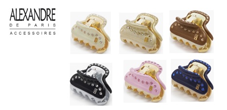 【 ALEXANDRE DE PARIS】アレクサンドル ドゥ パリ　PINCE VENDOME TRESOR - SMALL - DOUBLE RANG STRASS　　ヘアクリップ　S　全6色　1個から購入可能！ ICC45-14339-06