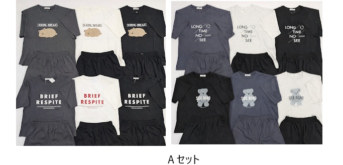 レディース　天竺半袖Ｔショートパンツセットアップ　Ａ/Ｂ　24枚入 1003710501・1003710511