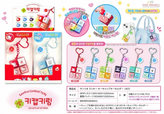 【韓国ライセンス正規品】サンリオ　 ラッキー キーキャップキーホルダー　全6種アソート　96個入        8809955836922