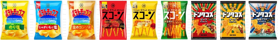 湖池屋　スナック　袋菓子　全9種　480個入 4901335118964・4901335118971・4901335118988・4901335510232・4901335510249・4901335510263・4901335206722・4901335206739・4901335206623