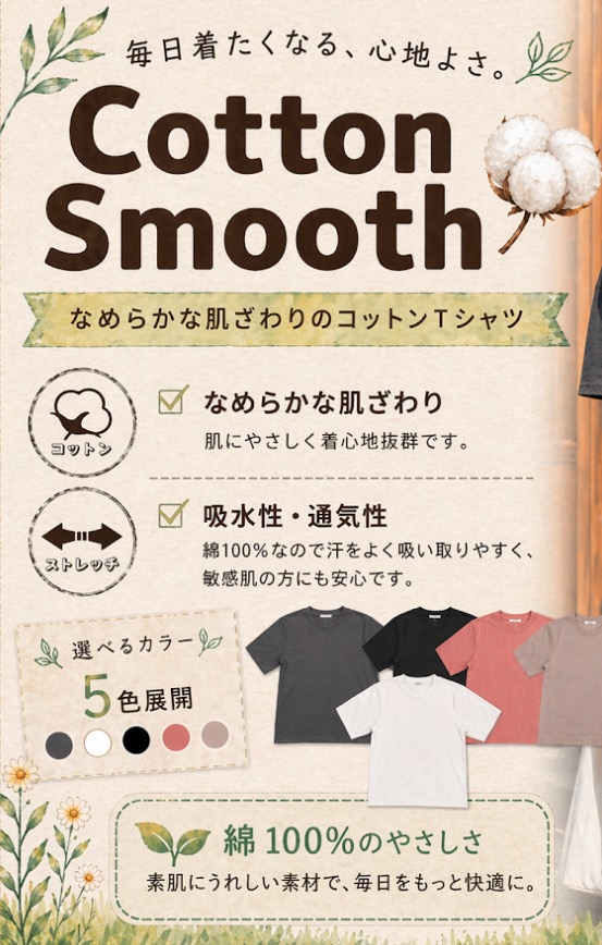 コットンスムース5分丈T/クルーネック　20枚入り  1004133981