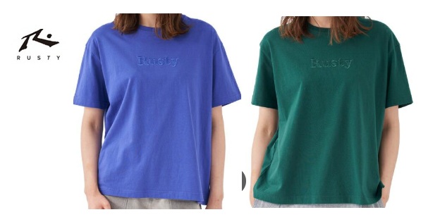 【RUSTY】ラスティ　レディース　 刺繍 ロゴ Tシャツ 半袖 オーバーサイズ ドロップショルダー 　全2色アソート　20枚入り 922534