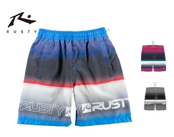 【RUSTY】ラスティ　キッズ　水陸両用　水着 サーフパンツ スイム 裏地付き　全3色アソート　20枚入り 965402
