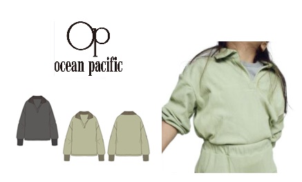 【OP】オーシャンパシフィック　キッズ　UVカバーアップ　長袖　ポロシャツ　全2色アソート　20枚入り 562450