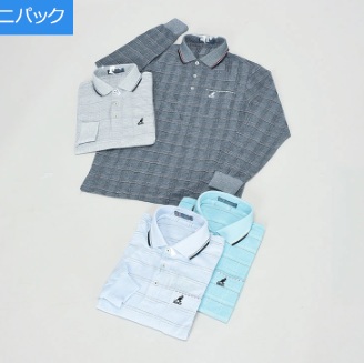 【KANGOL】大寸長袖格子ポロシャツ　4枚入