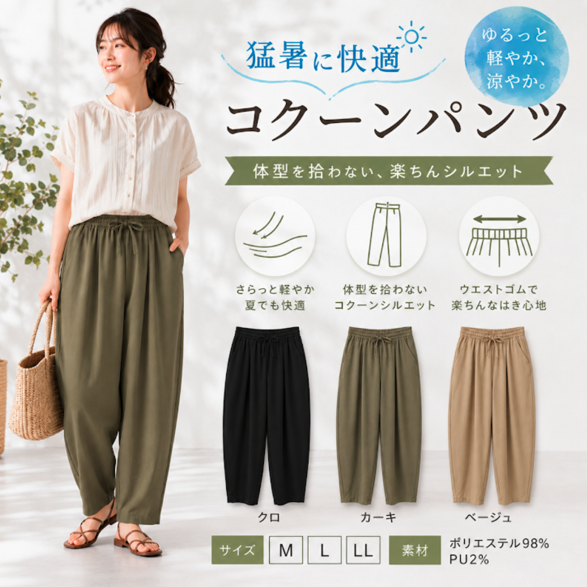 レディス　猛暑に快適コクーンパンツ　20枚入り