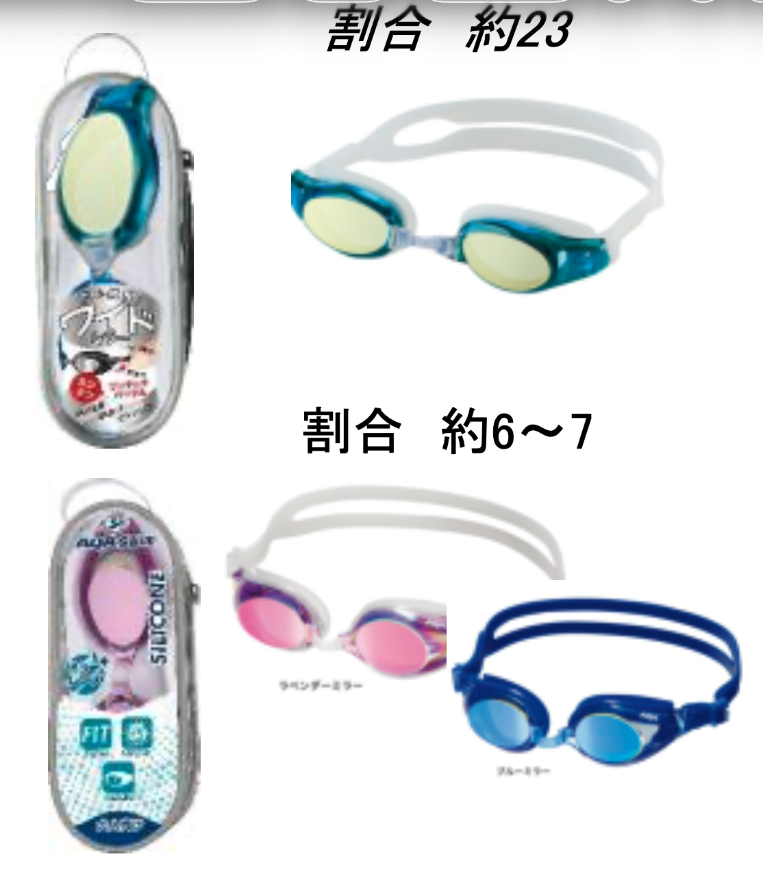 特価大人用AQAミラーゴーグル2型　36個入り