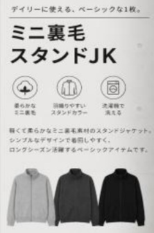 裏毛スタンドジップジャケット　12枚入り