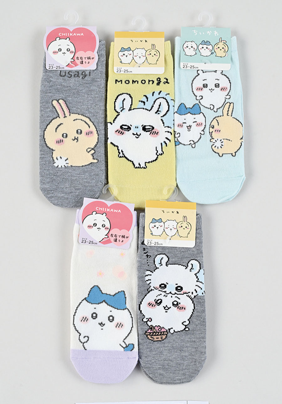 売れてます！！婦人キャラちいかわソックス1P(A)　23-25cm　60足入り　5柄アソート　1003904591