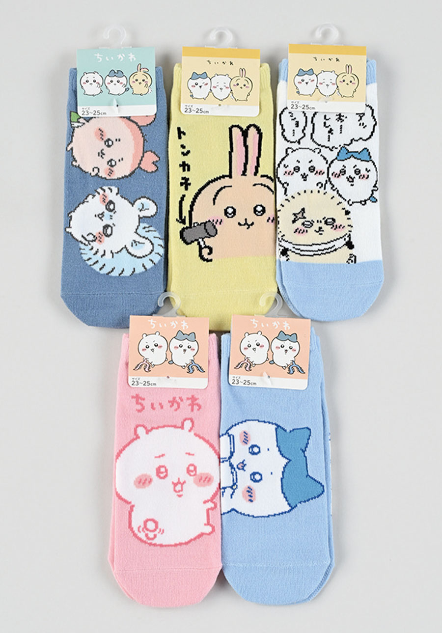 売れてます！！婦人キャラちいかわソックス1P(B)　23-25cm　60足入り　5柄アソート　1003904601