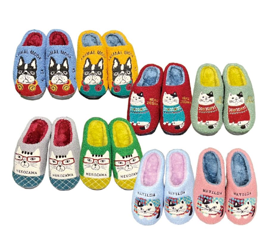 売れ筋商品！！【クスグル】ねこまるけEVA底ﾙｰﾑｼｭｰｽﾞ　12足入りアソート