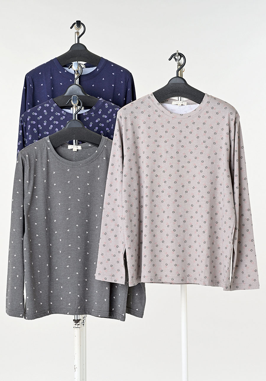 目玉商品！！レディース　長袖綿100%総柄Tシャツ　M・L　15枚入り　アソートセット　1004136281