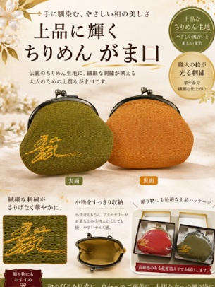 【日本製】ちりめんがま口　化粧箱入　27個入