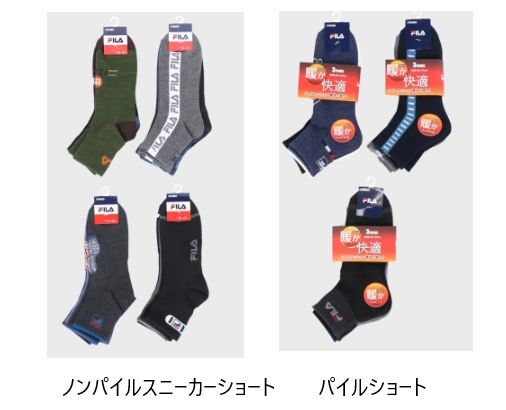 ＦＩＬＡ　ノンパイルスニーカーショート/パイルショート　ソックス　3足組　20個入り