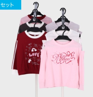 女児　小寸長袖Ｔシャツ　2柄　18枚入り