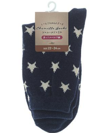 婦人シェニールソックス 星柄/ネイビー　60足入り