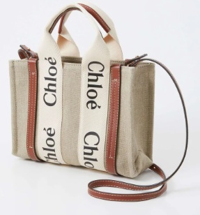 【Chloe】クロエ　リネン製　Woody　スモールトートバッグ　ショルダー　1個から購入可能！