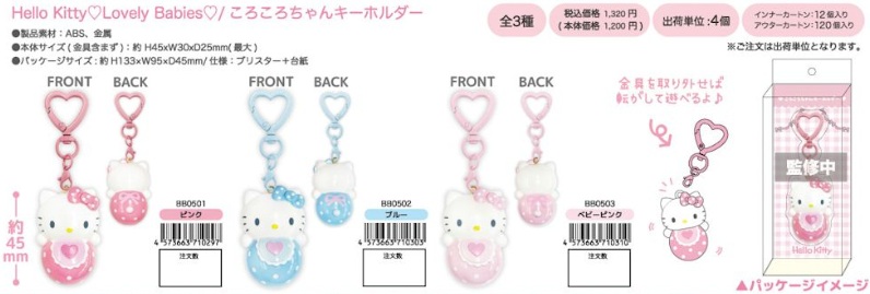 締め切り10月9日15時まで！12月中旬入荷予定！！HELLO KITTY　ベイビーズ　ころころちゃんキーホルダー　48個入
