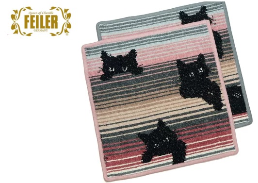 【FEILER】フェイラー　BLACK KITTY　ハンカチ　　1枚から購入可能！！