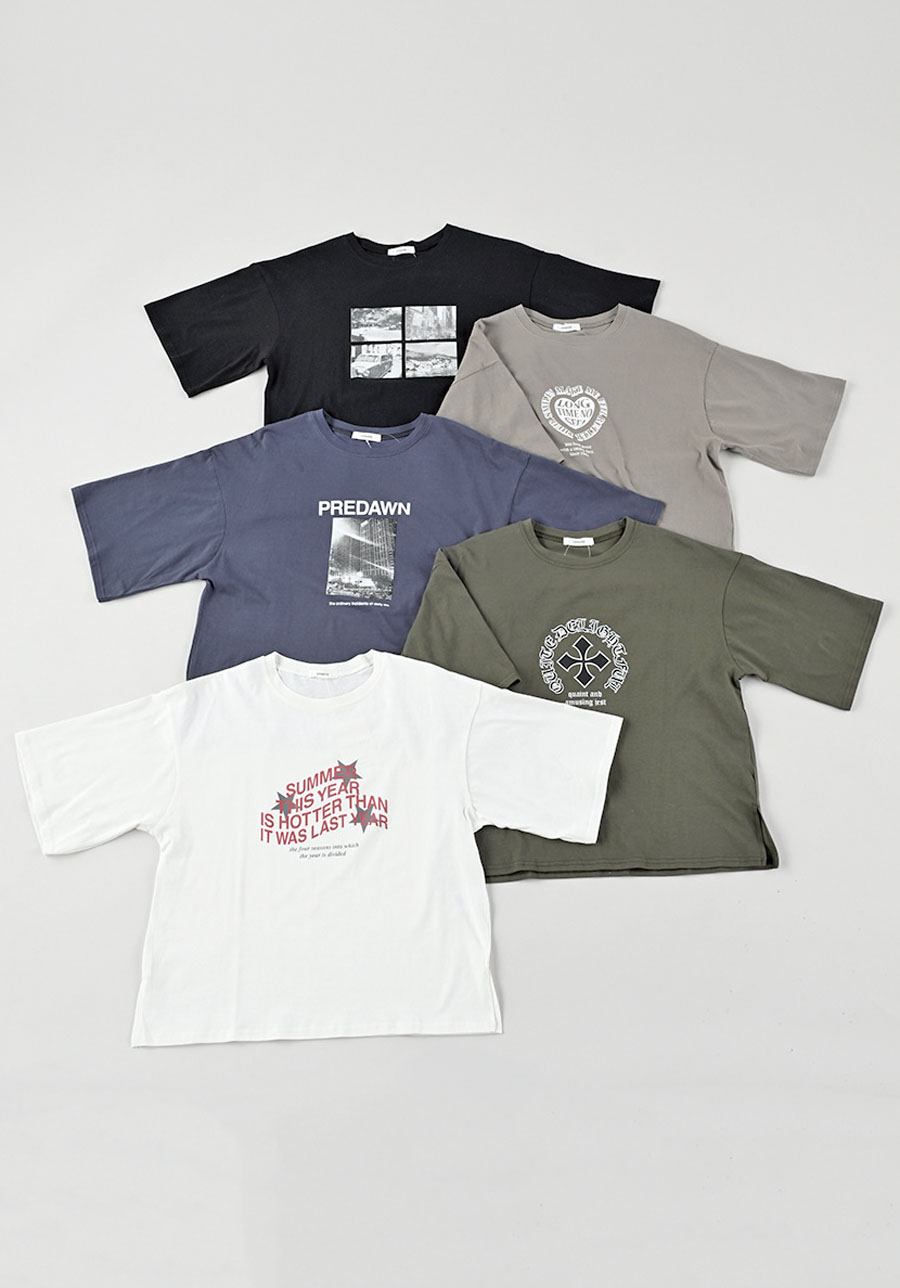 大寸天竺半袖ﾜｲﾄﾞTｼｬﾂA/ﾌﾟﾘﾝﾄ5柄　30枚入り　1003710341　LL・3L