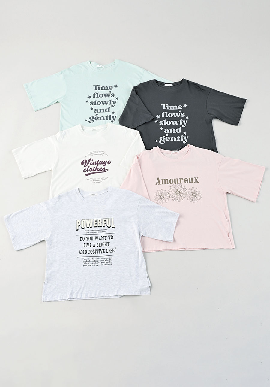 レディース 大寸天竺半袖ﾜｲﾄﾞTｼｬﾂB/ﾌﾟﾘﾝﾄ5柄 30枚入り 1003710351 LL・3L