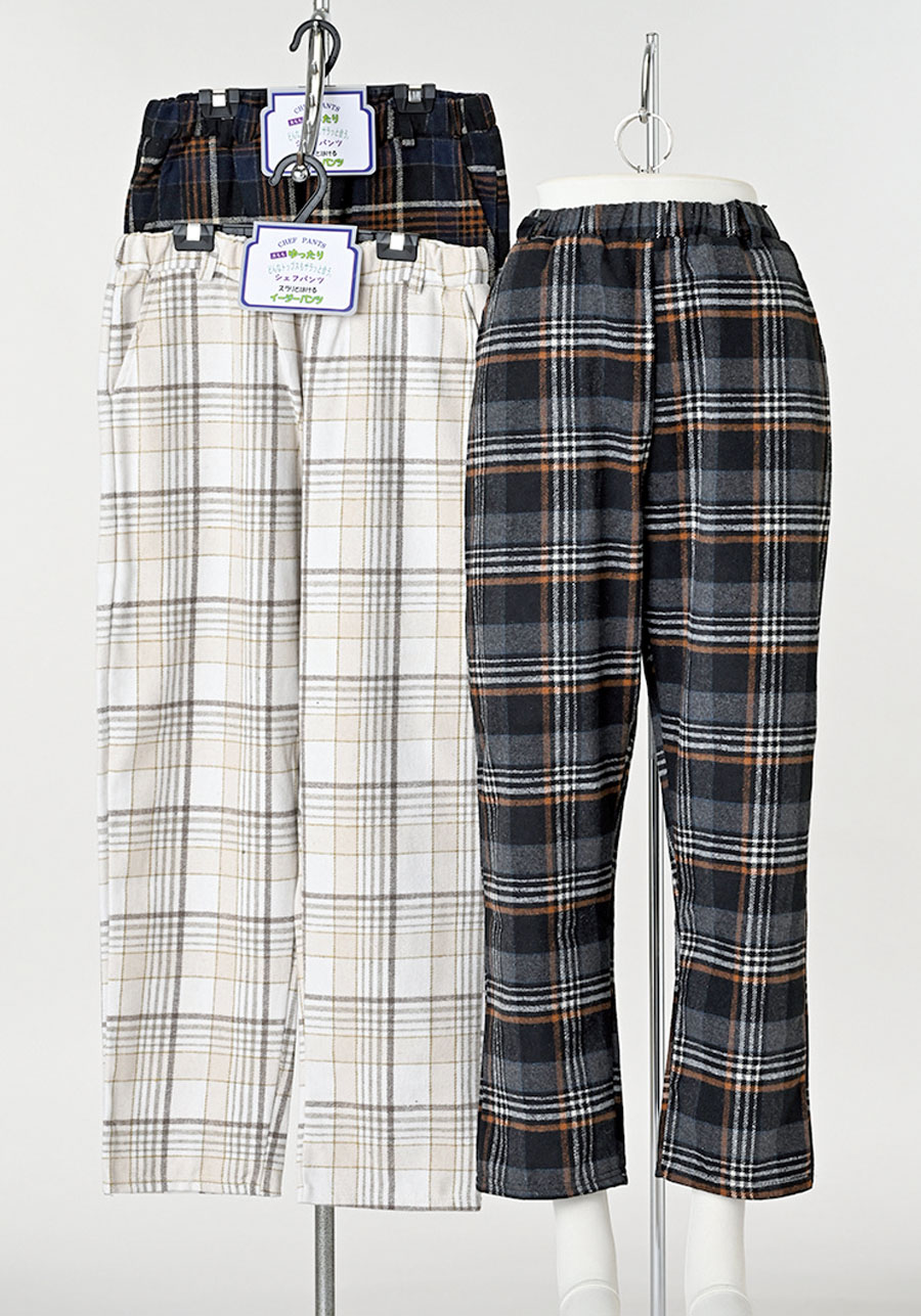 レディース　チェック柄シェフパンツ/68丈　12枚　1004136971