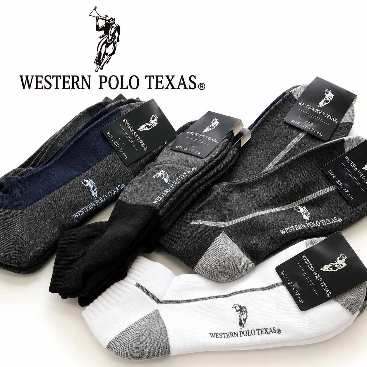 【120足セット】WESTERN POLO 紳士スニーカーソックス 25～27cm　オールシーズン対応・定番カラー