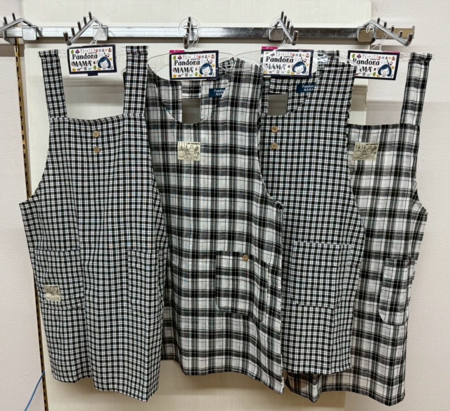 売れてます‼文化祭シーズン‼先染め格子H・ラン型込みエプロン　30枚入り
