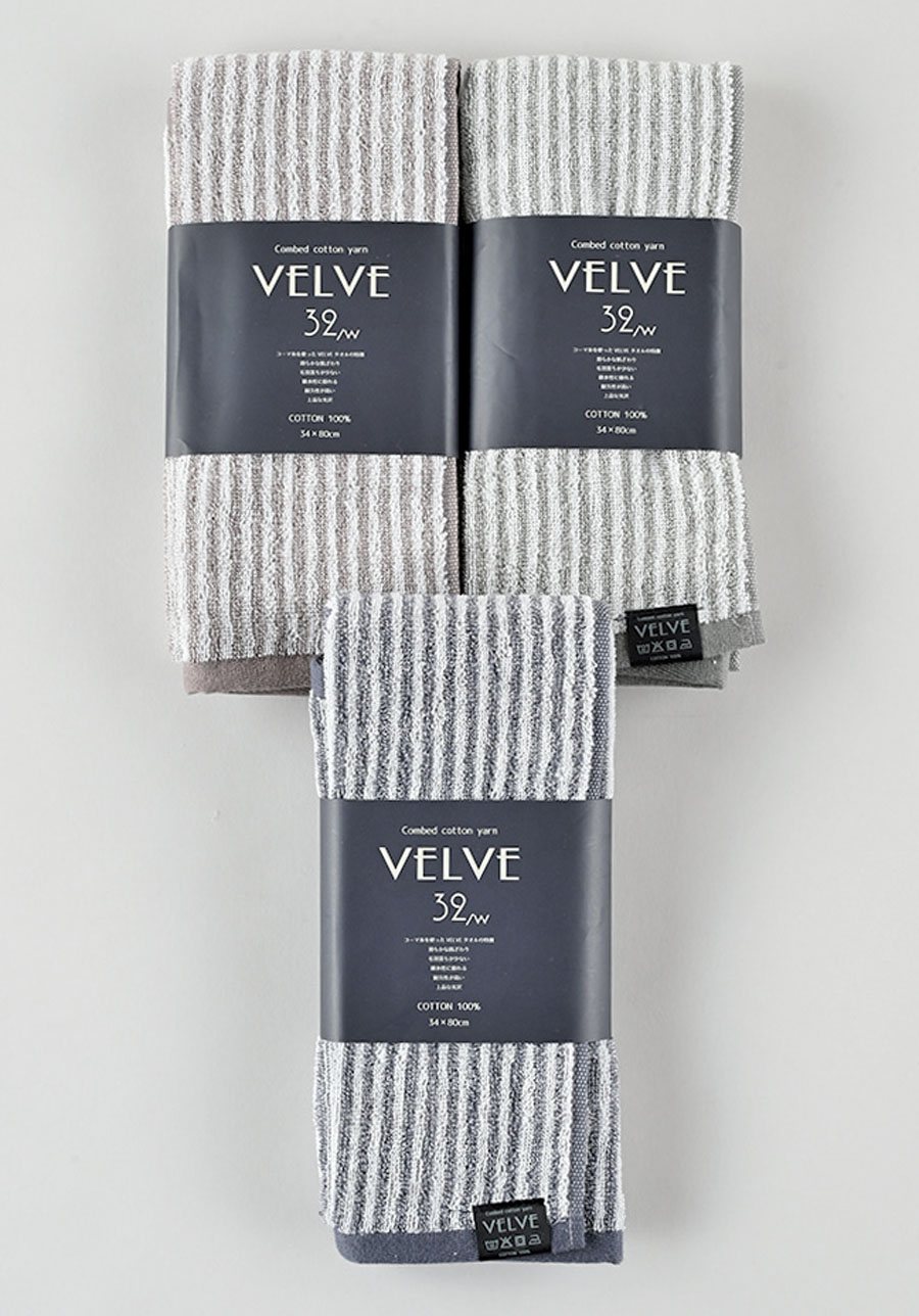 【VELVE】ストライプフェイスタオル　20枚入り　綿100　1003866161