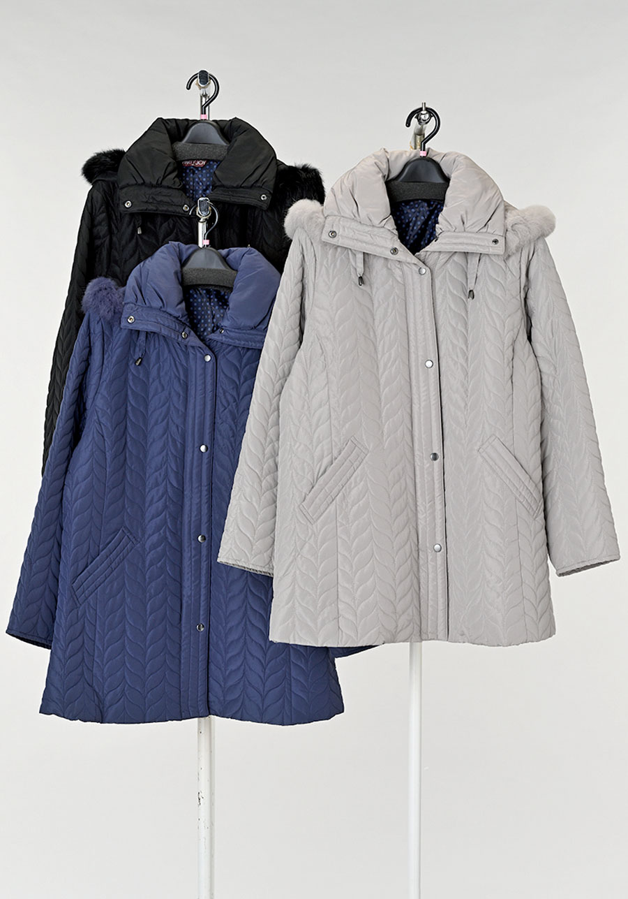 レディース　ファー付中綿キルトジャケット　6枚入り　全3色　M／L
