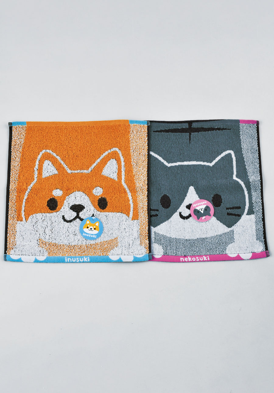甘撚りジャガードウォッシュタオル　60枚入り　のびしば　のびねこ　綿100