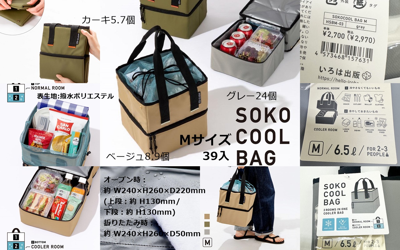 定価2970円(表示有)HYEY SOKO COOL BAG　2室式保冷バッグ6.5L 39入