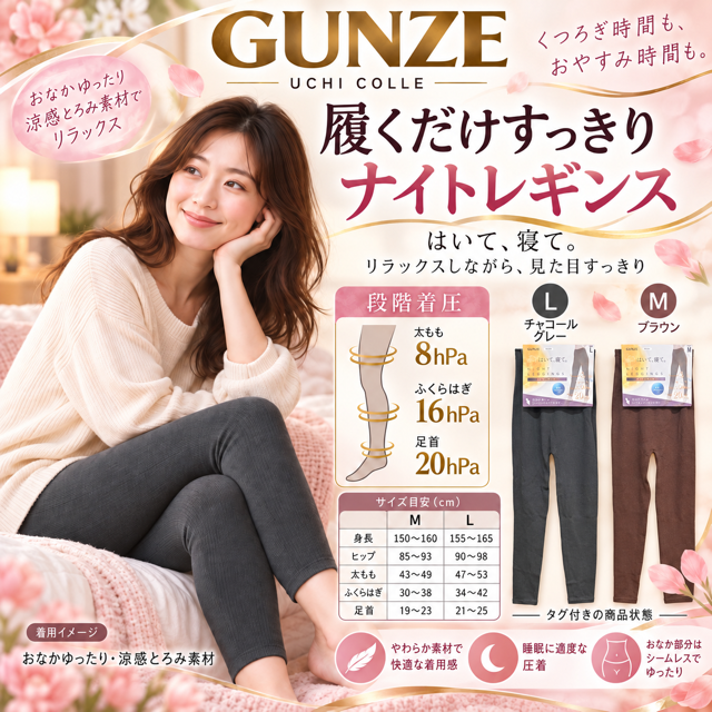 グンゼの売れ筋超特価！！　グンゼ　ナイトレギンス　ウチコレ