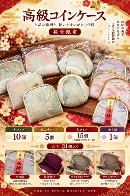 31個のみ★西陣織入ります。　高級コインケースRS-156