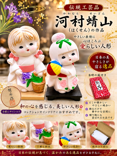 42個のみ★伝統工芸品　河村蜻山のお人形&貯金箱・チャイムなどアソートRS-51画像2枚目あります！