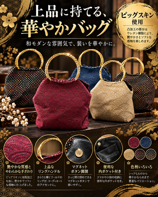 54個のみ★ピッグスキン　ハンドルバッグB品RS-114