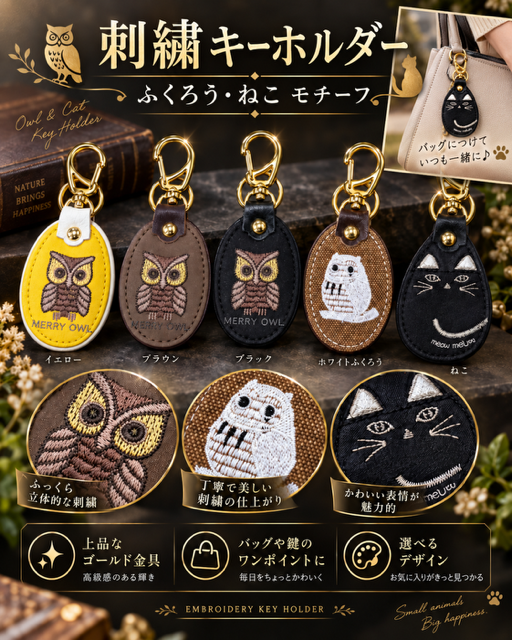 日本製　ふくろうキーホルダーRS-89